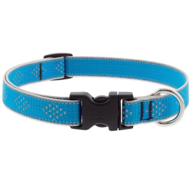 LupinePet Adjustable Reflective 3/4&quot; Dog Collar Blue Diamond 13-22&quot;