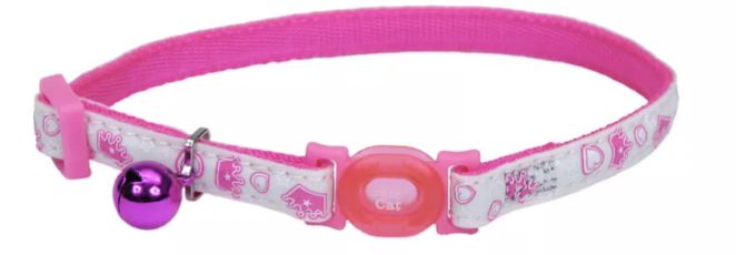 Coastal SafeCat Glow-in-the-Dark Breakaway Cat Collar - Pink Queen