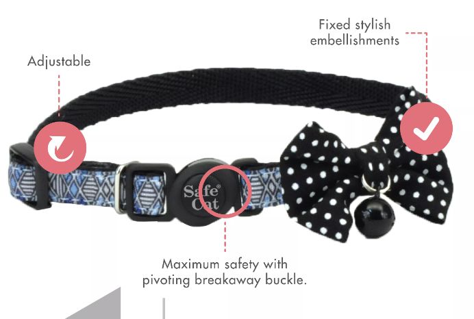 Coastal SafeCat Fashion Breakaway Cat Collar - Black Diamond