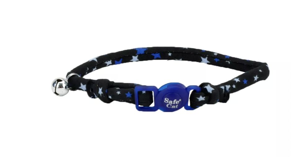 Coastal SafeCat Round Patterned Breakaway Cat Collar - Black Stars