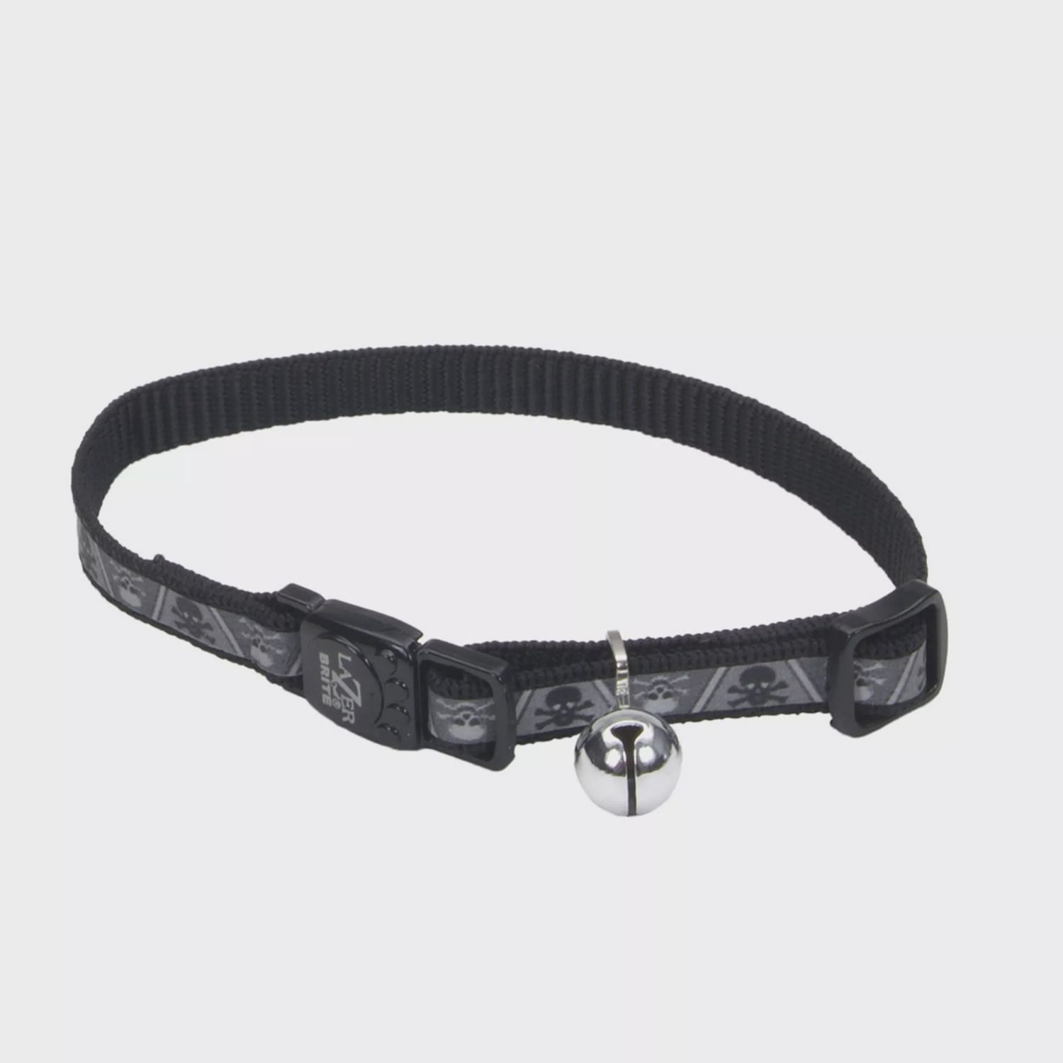 Coastal LazerBrite Reflective Cat Collar - Black Skull and Crossbones