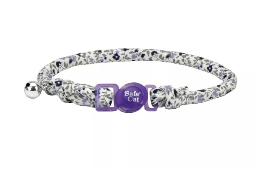 Coastal SafeCat Round Patterned Breakaway Cat Collar - Purple Floral