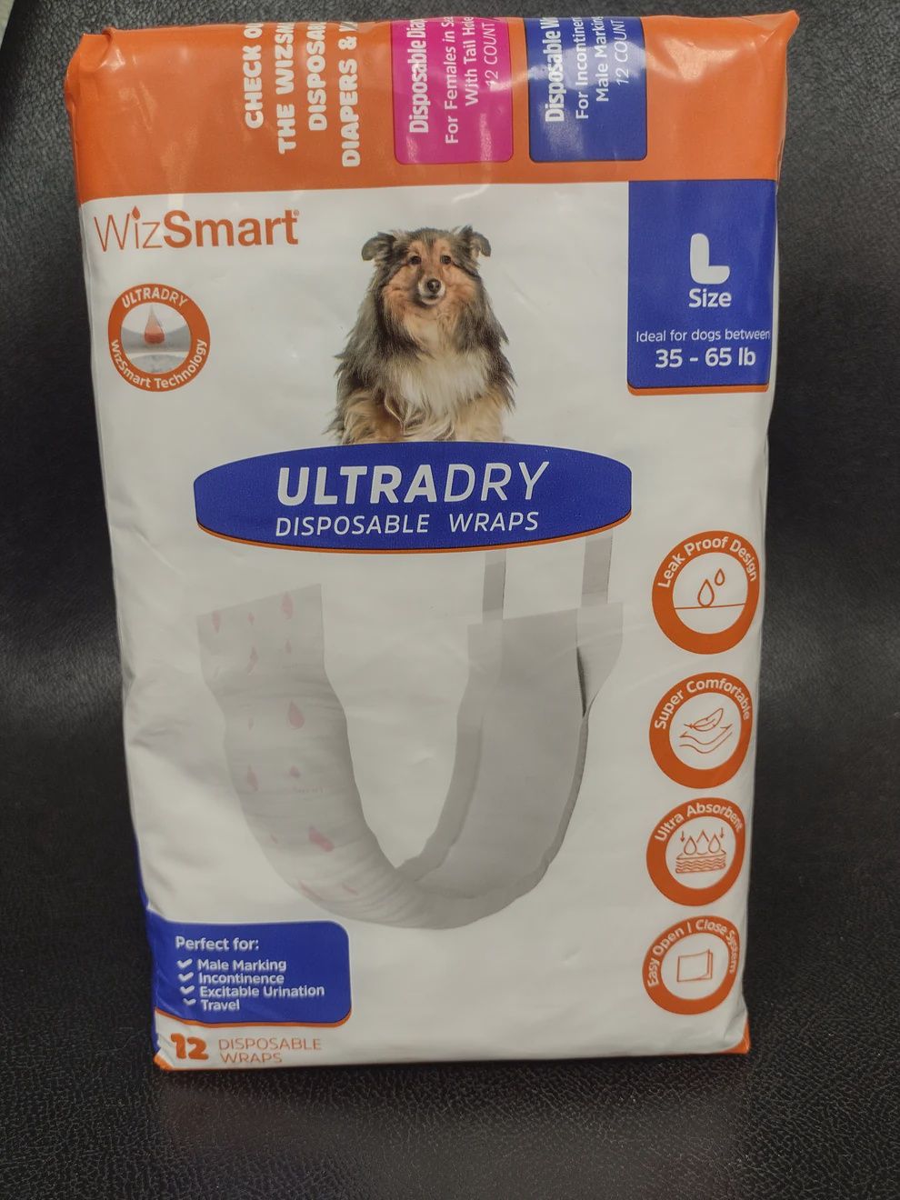 WizSmart UltraDry Disposable Wraps 12 Large Pack
