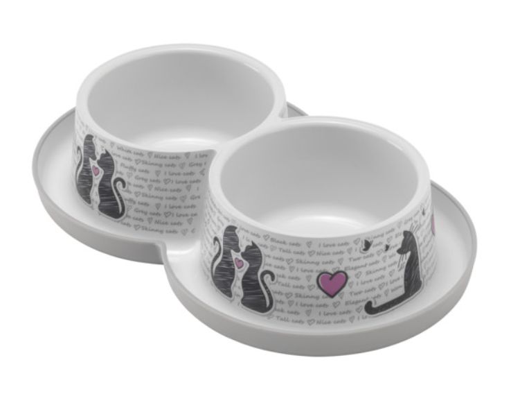 Moderna Cats in Love Double Food Bowl