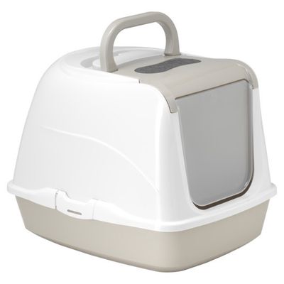 Moderna Flip Cat Closed Litter Box Grey with Handle