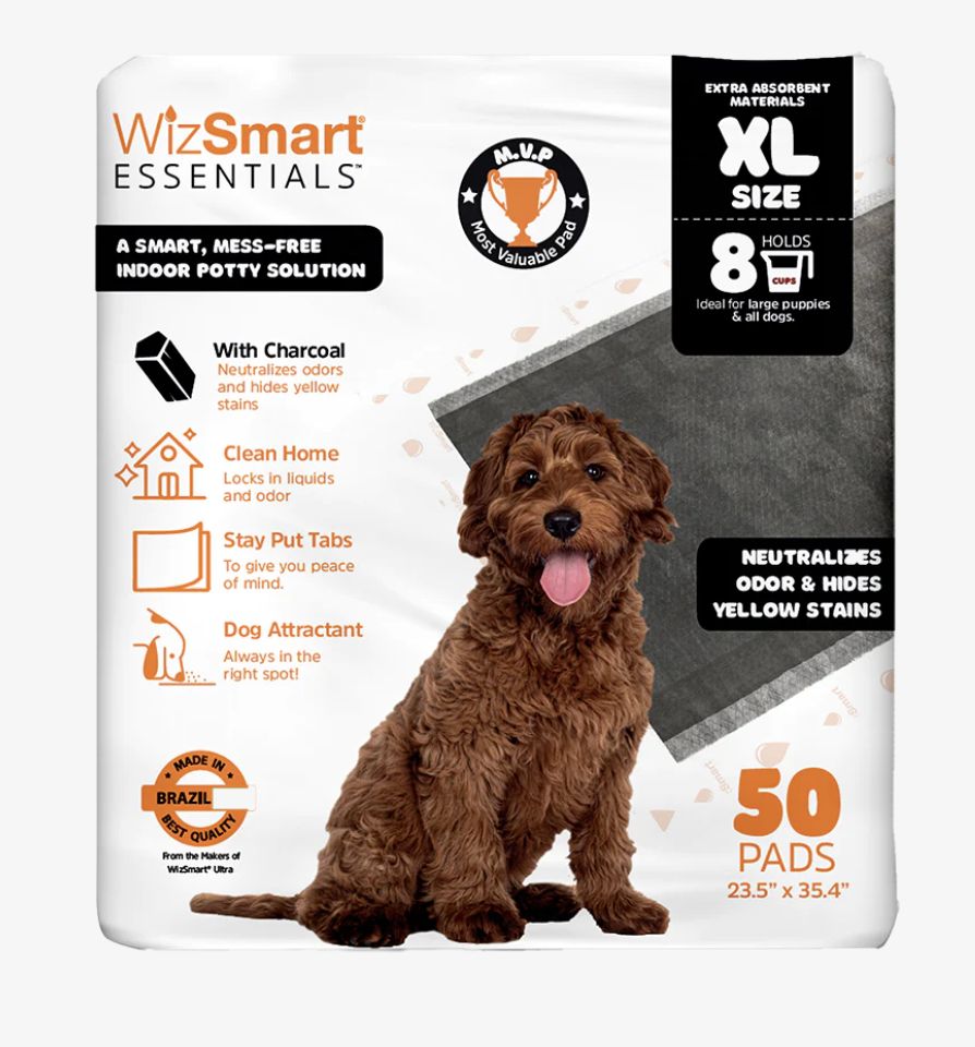 Wizsmart Essentials Dog 50 Count Pads XL Charcoal 23.5x35.4 Pack