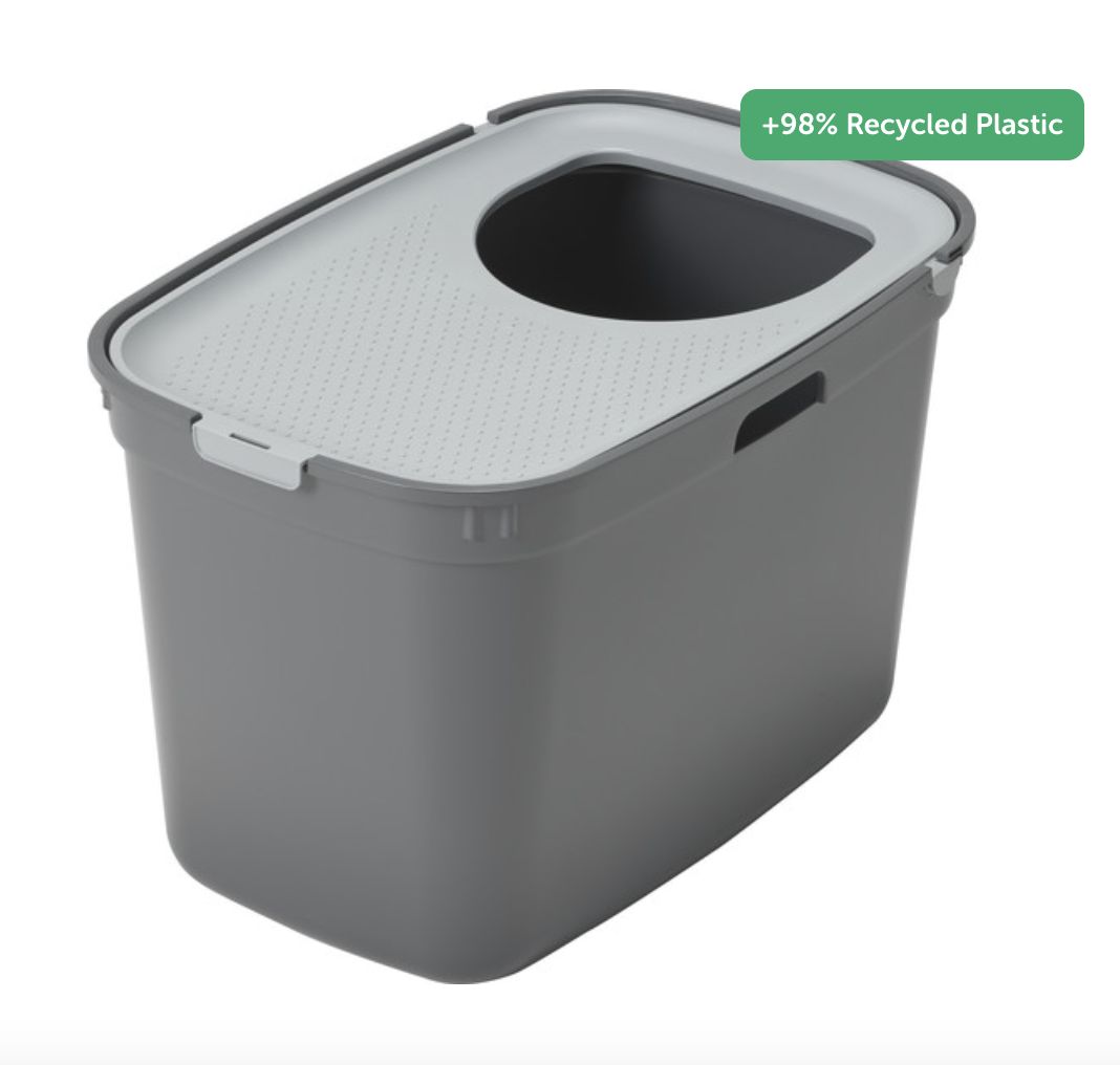 Moderna Top Entry Closed Litter Box- Gray and Lemon