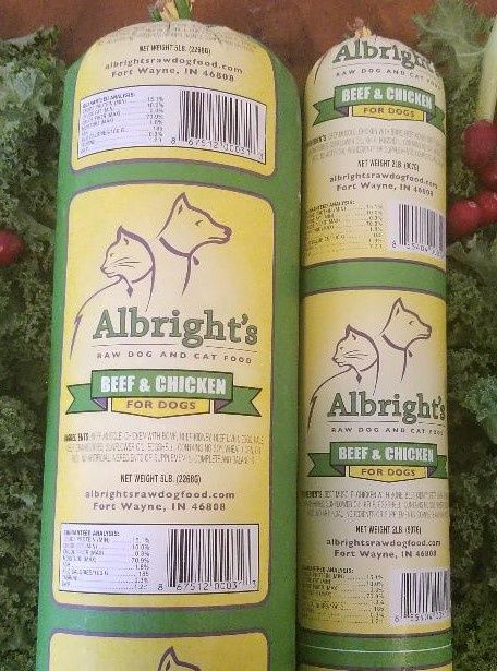 Albright&#39;s Frozen Raw Beef &amp; Chicken Dog Food 5lb Chub