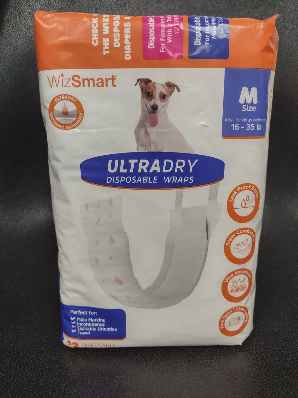 WizSmart UltraDry Disposable Wraps 12 Medium Pack