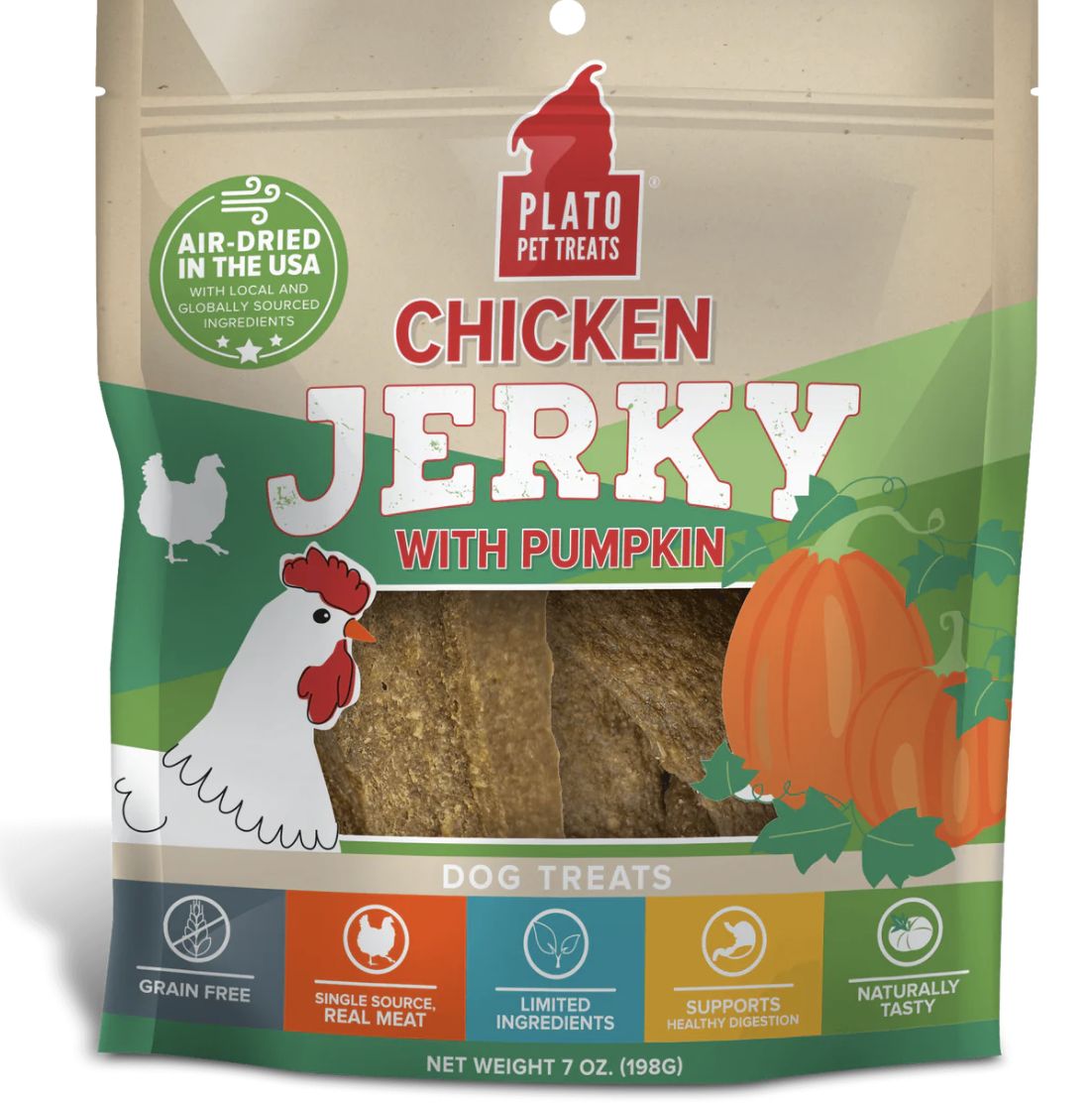 Plato Chicken Jerky with Pumpkin 7 oz
