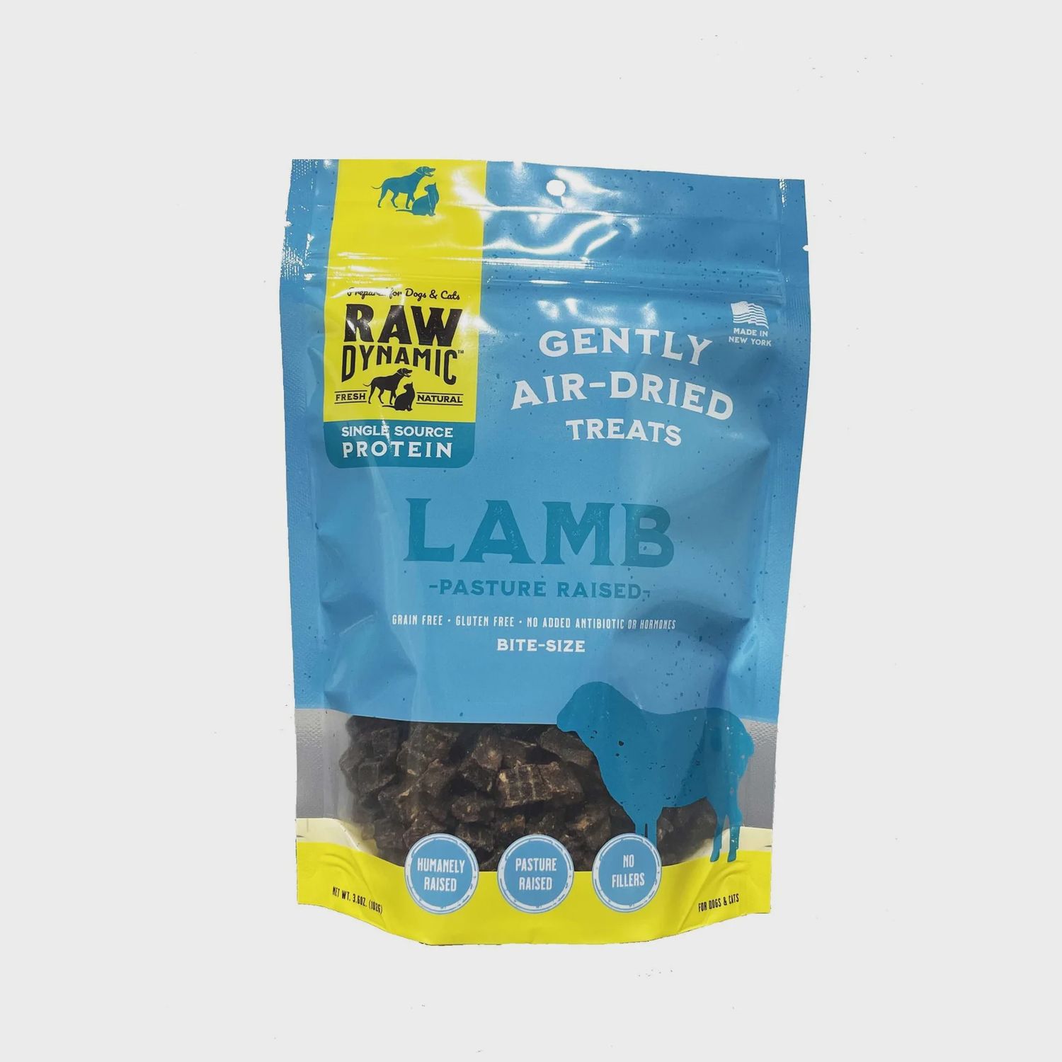 Raw Dynamic Air-Dried Lamb Treats for Dogs and Cats 3.6oz