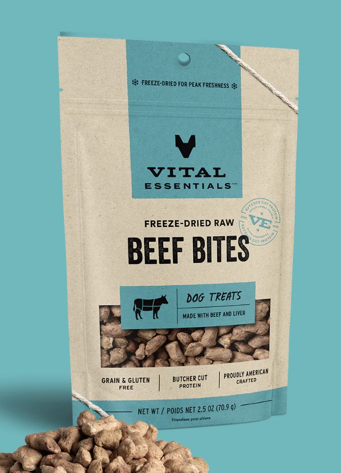 Vital Essentials Freeze-Dried Beef Bites Treats for Cats and Dogs 2.5oz