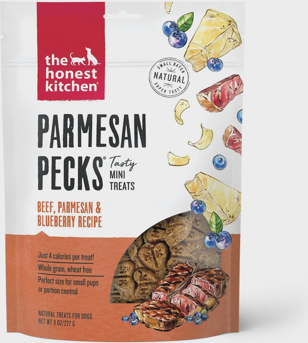 The Honest Kitchen Parmesan Pecks Beef, Parmesan, &amp; Blueberry Recipe Dog Treats 8oz