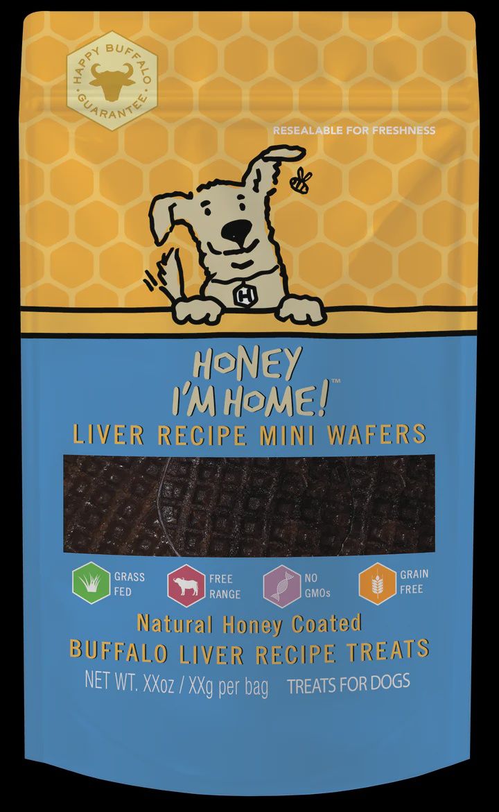 Honey I&#39;m Home Buffalo Mini Liver Wafers Treats 10.5oz