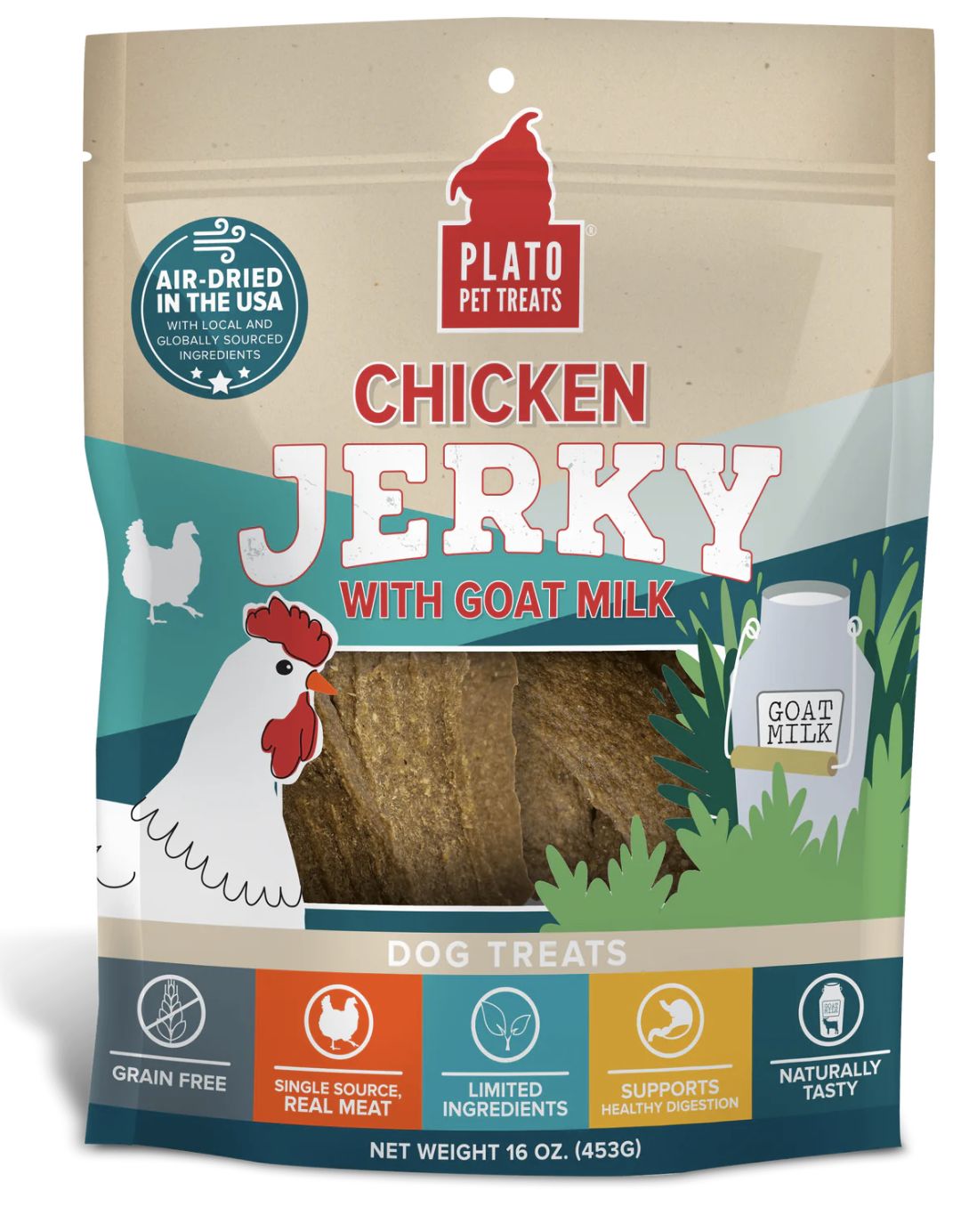 Plato Chicken Jerky with Goat Milk 16 oz