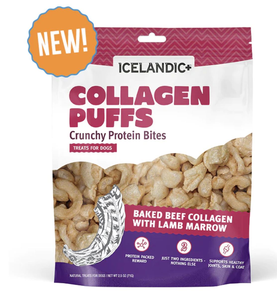 Icelandic Beef Collagen Puffs with Marrow Treats for Dogs - 2.5oz