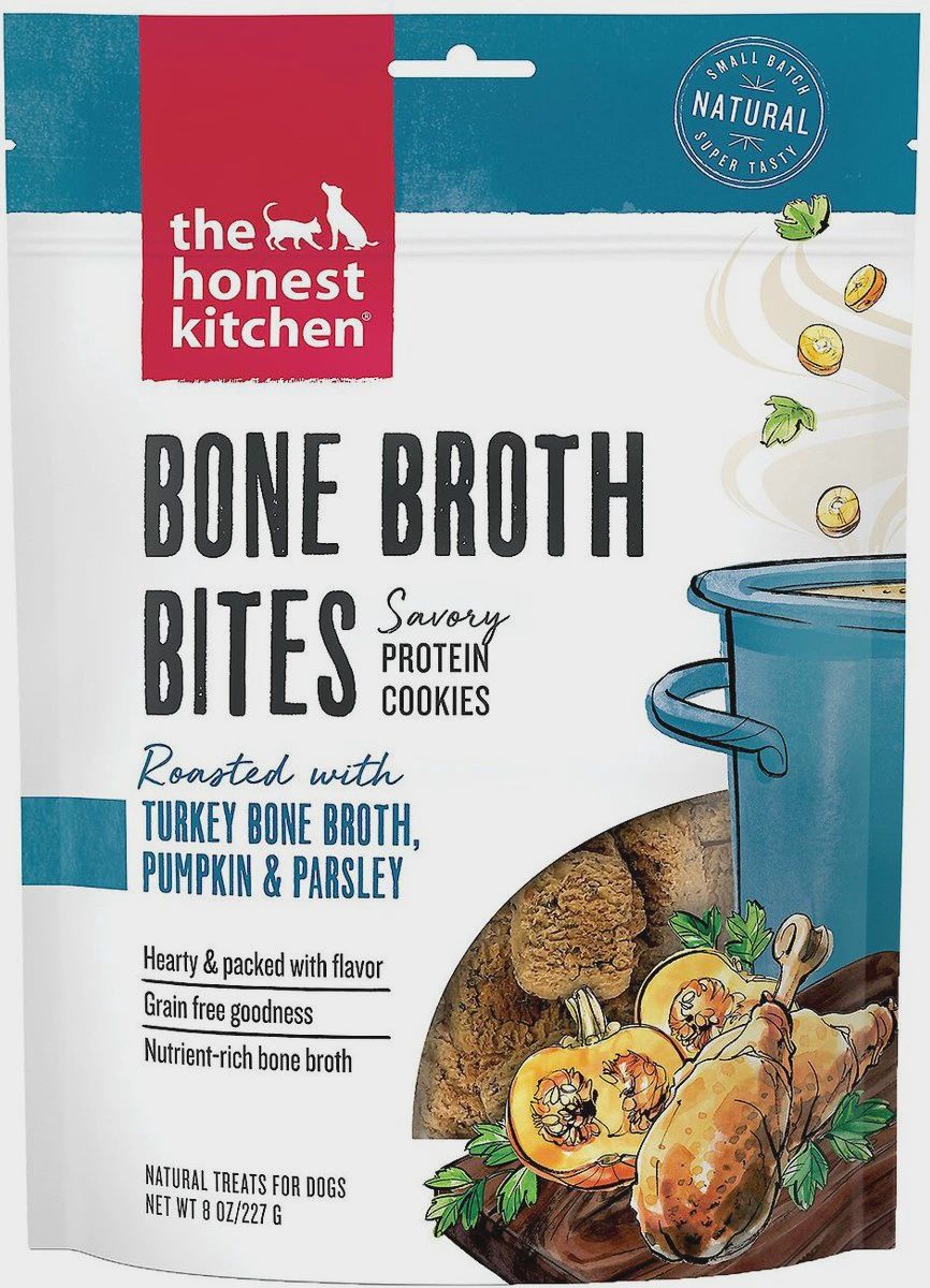The Honest Kitchen Bone Broth Bites with Turkey Bone Broth, Pumpkin, &amp; Parsley Dog Treats  8oz