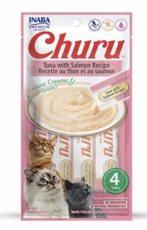 Inaba Churu Tuna &amp; Salmon Recipe Puree Cat Treat Tubes 4 Pack