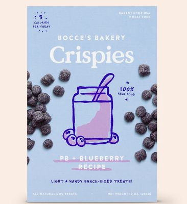 Bocce&#39;s Bakery Crispies Peanut Butter &amp; Blueberry Recipe Dog Treats 10oz