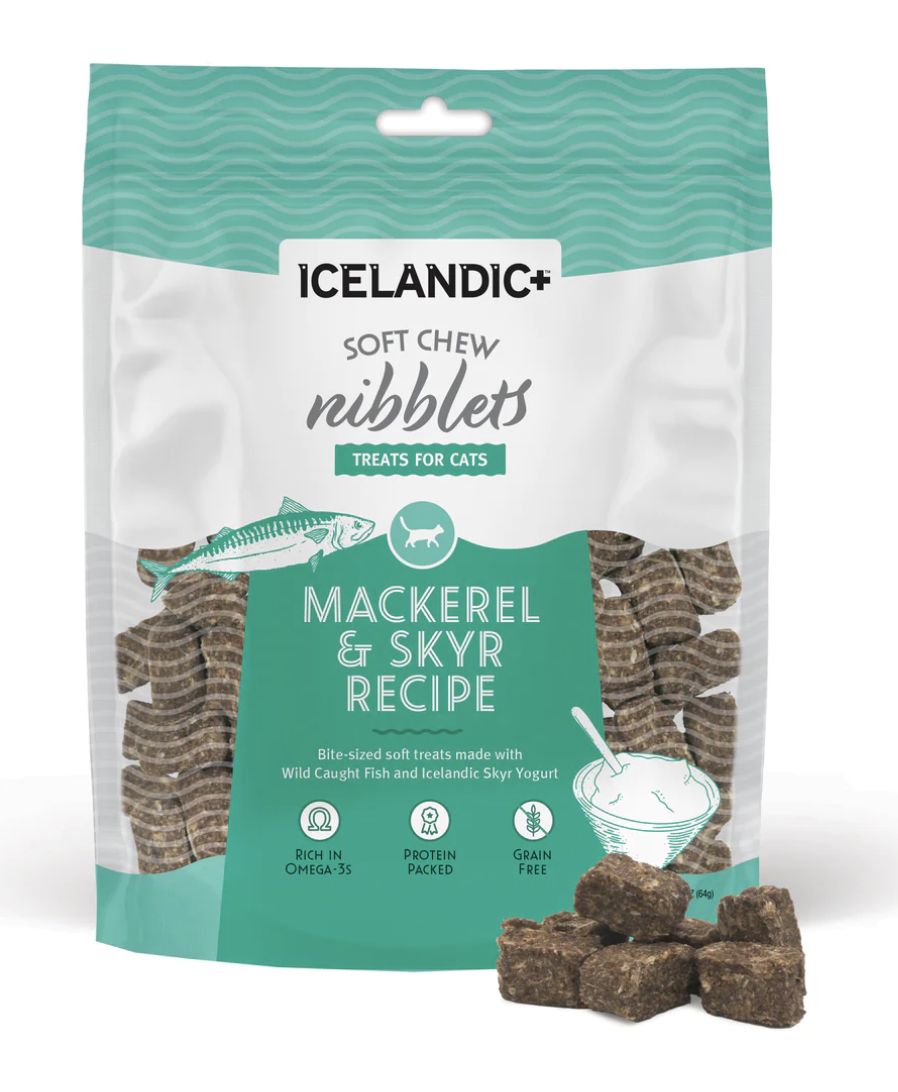 Icelandic Soft Chew Nibblets Mackerel &amp; Skyr Recipe Cat Treats 2.25 oz