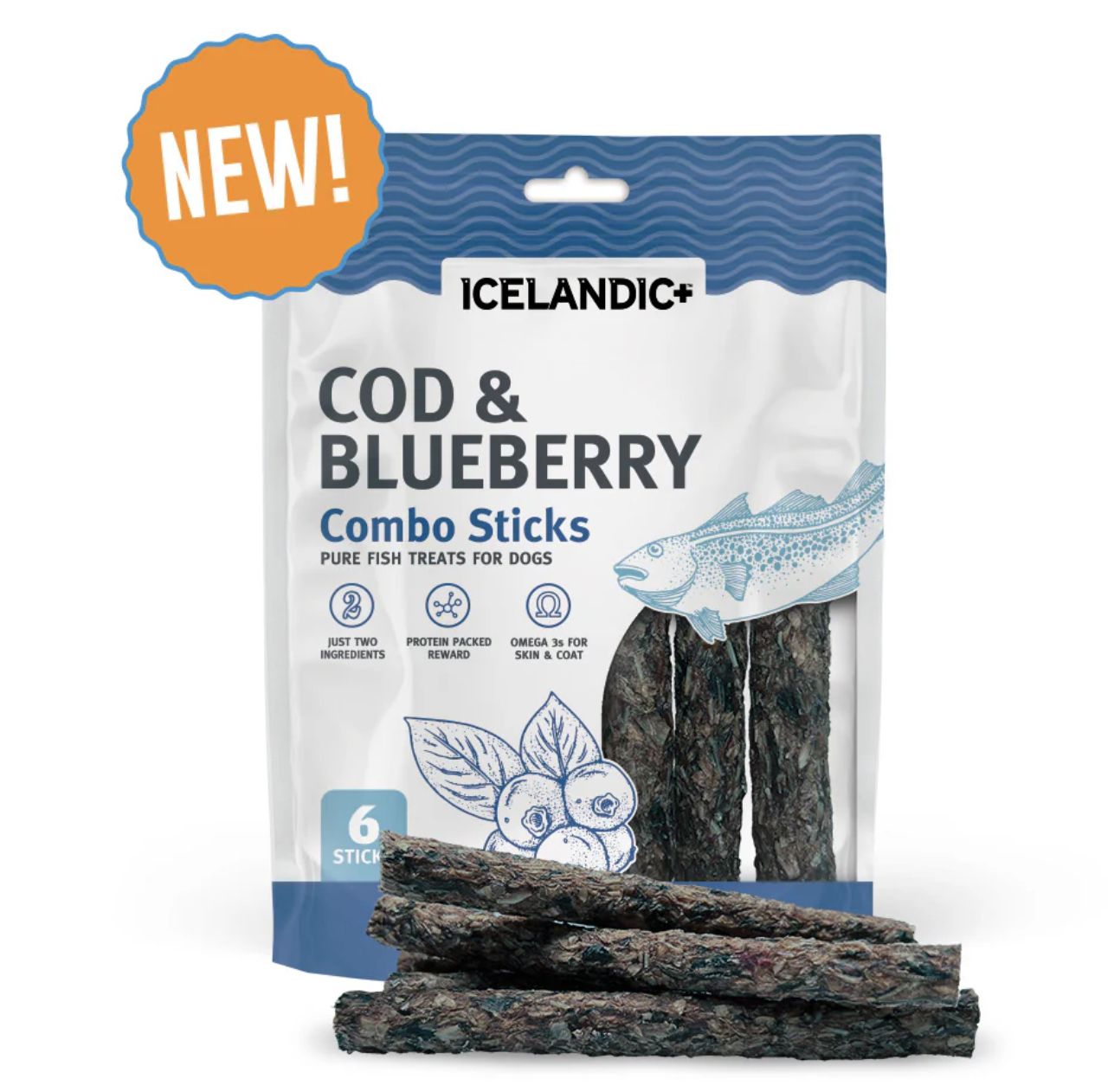 Icelandic+ Cod and Blueberry Combo Sticks -6 ct.