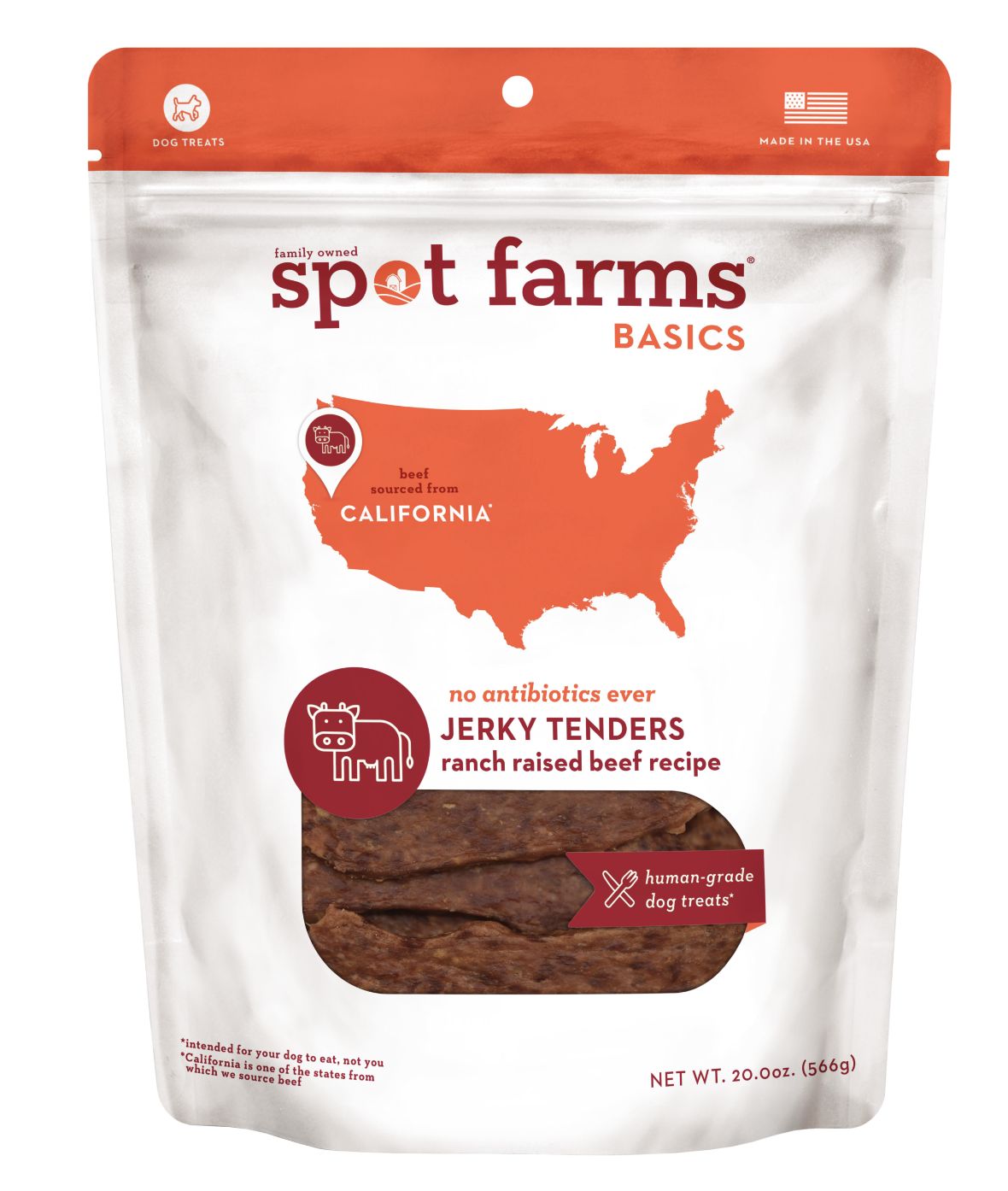 Spot Farms Basics Beef Jerky Tenders Dog Treats 20oz