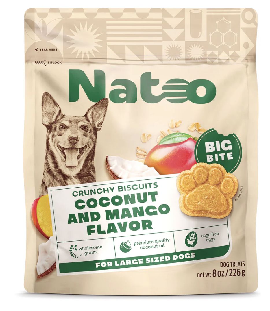 Natoo Crunchy Biscuits - Coconut and Mango- Big Bites - 8 oz