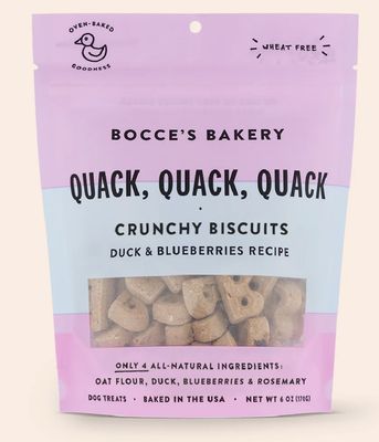 Bocce&#39;s Bakery Crunchy Biscuits Quack, Quack, Quack Dog Treats 5oz