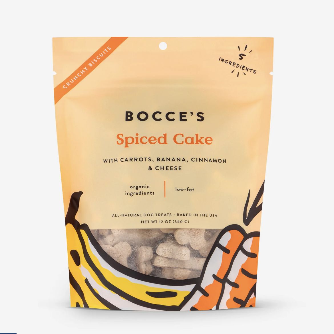 Bocce&#39;s Bakery Crunchy Biscuits Spiced Cake Dog Treats 12oz