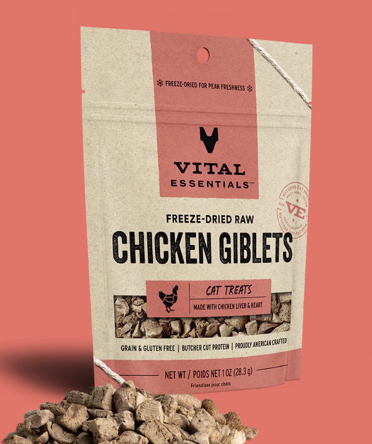 Vital Essentials Freeze-Dried Chicken Giblets Treats for Cats and Dogs 1oz