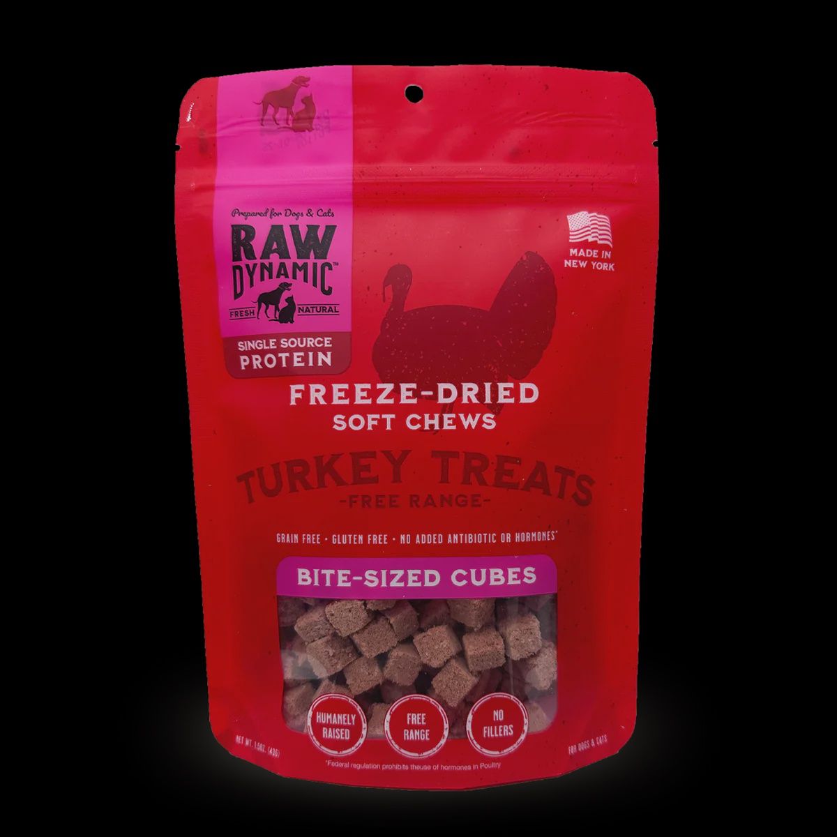 Raw Dynamic Freeze-Dried Turkey Soft Chews for Dogs and Cats 1.5oz