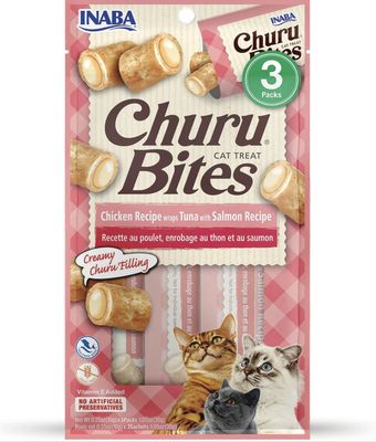 Inaba Churu Bites Chicken, Tuna, &amp; Salmon Recipe Cat Treats 3 Pack