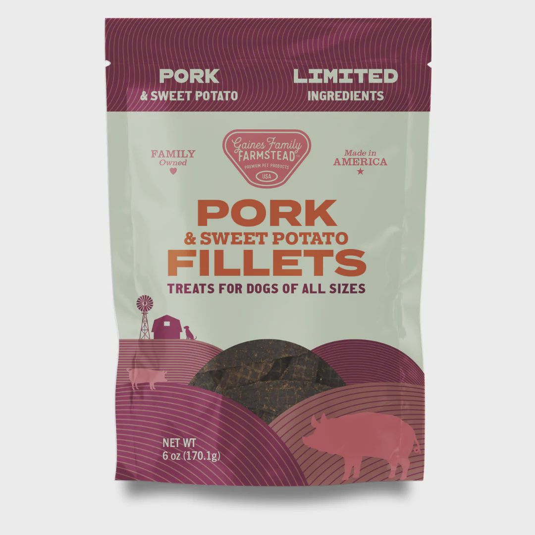 Gaines Family Farmstead Pork &amp; Sweet Potato Fillets Dog Treats 6oz