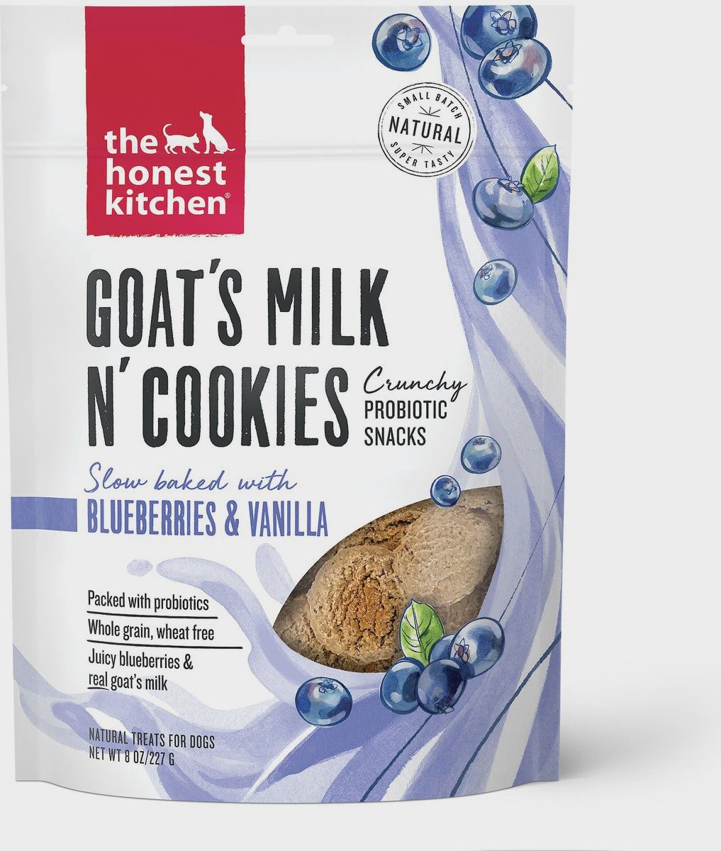 The Honest Kitchen Goat&#39;s Milk N&#39; Cookies Blueberry &amp; Vanilla Dog Treats 8oz