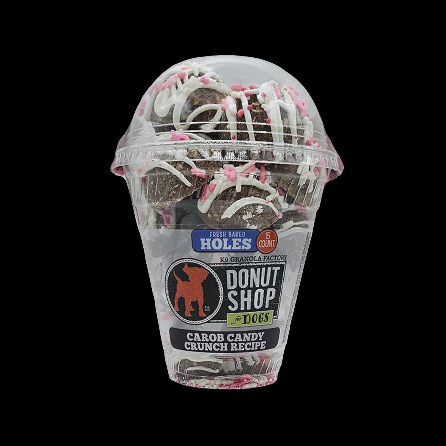 K9 Granola Carob Breast Cancer/Christmas Candy Crunch Donut Holes Dog Treats  15 Count