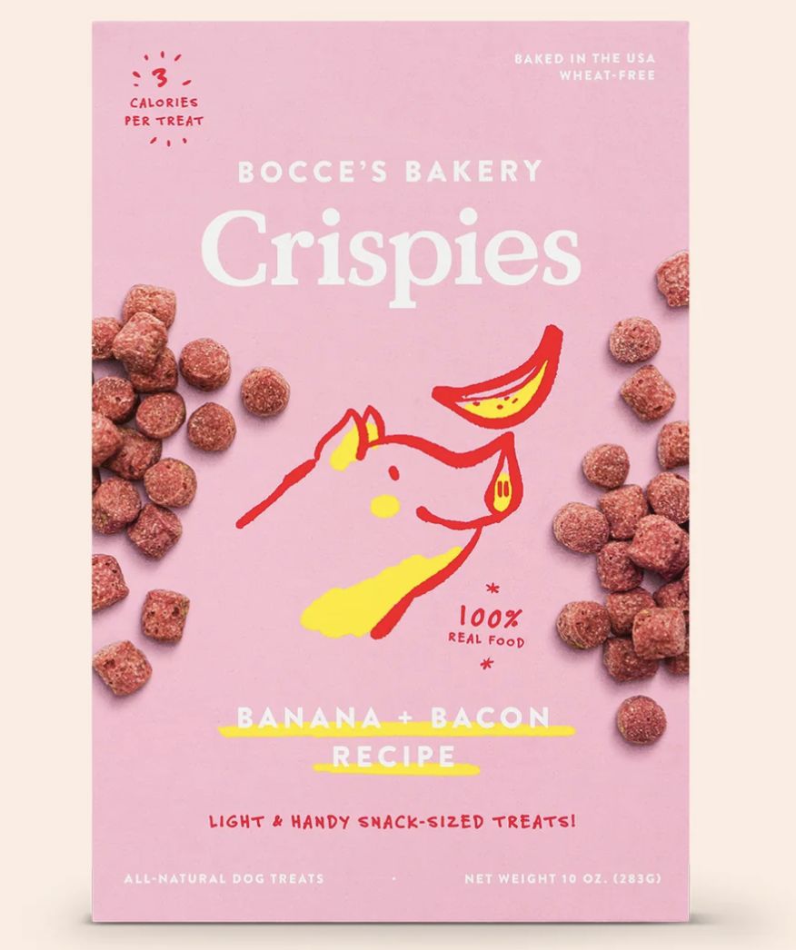 Bocce&#39;s Bakery Crispies Banana &amp; Bacon Recipe Dog Treats 10oz