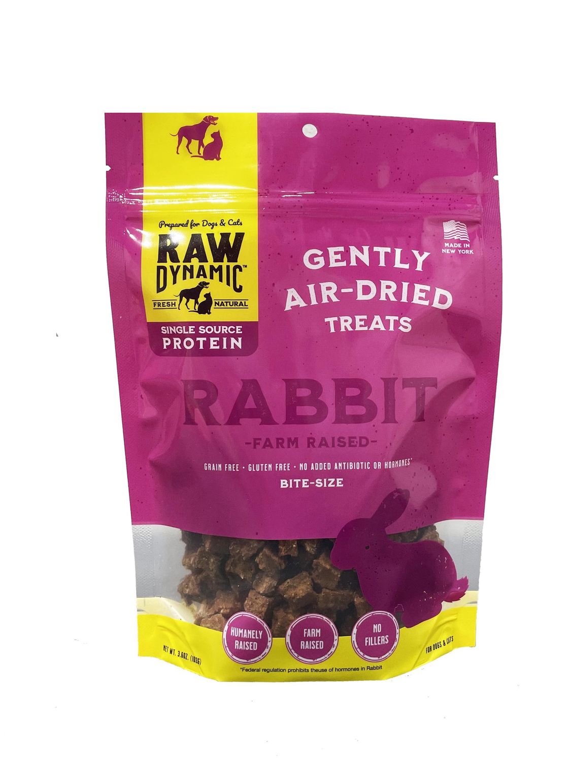 Raw Dynamic Air-Dried Rabbit Treats for Dogs and Cats 3.6oz
