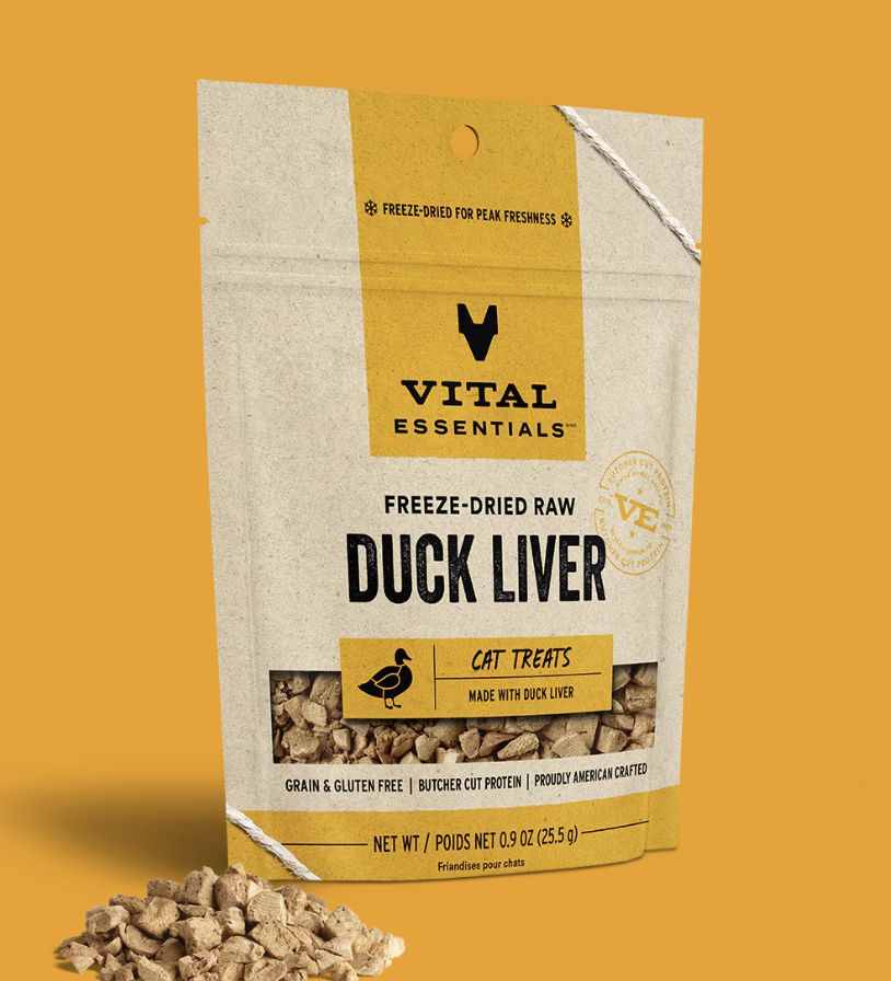 Vital Essentials Freeze-Dried Duck Liver Treats for Cats and Dogs 0.9oz