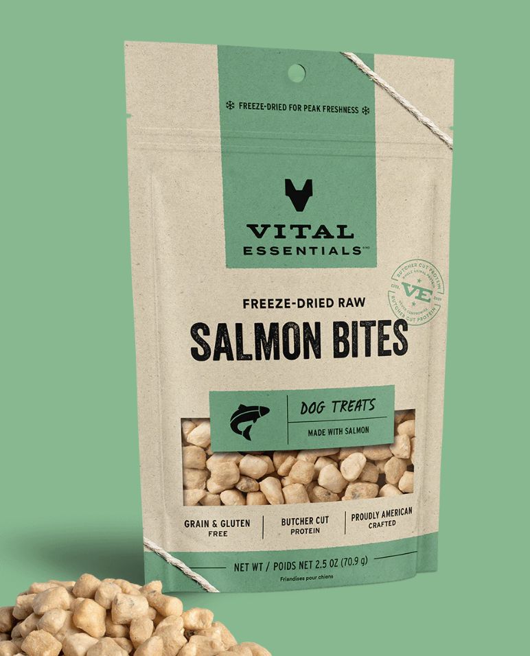 Vital Essentials Freeze-Dried Salmon Bites Treats for Cats and Dogs 2.5oz