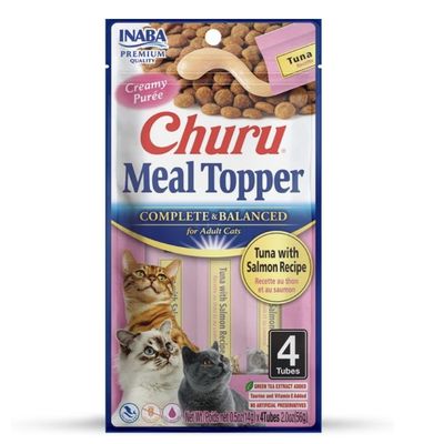 Inaba Churu Cat Meal Topper Complete and Balanced - Tuna  with Salmon 4 pack