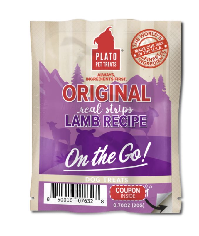 Plato Pet Treats Original Real Strips Lamb Recipe Trial Size