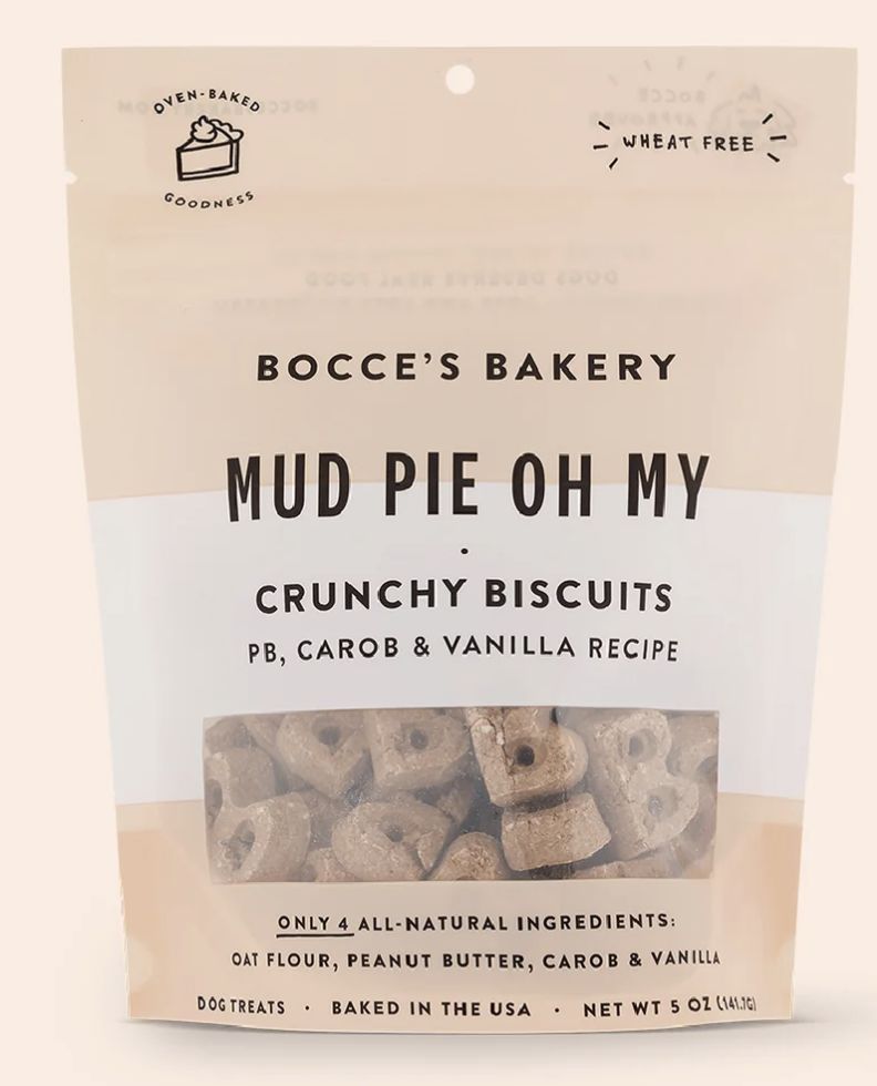 Bocce&#39;s Bakery Crunchy Biscuits Mud Pie Oh My Dog Treats 5oz