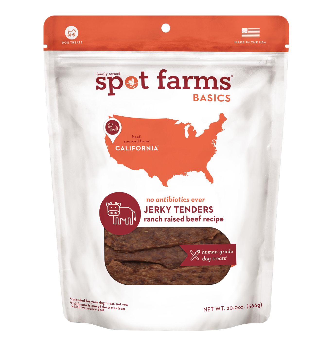 Spot Farms Basics Beef Jerky Tenders Dog Treats 10oz