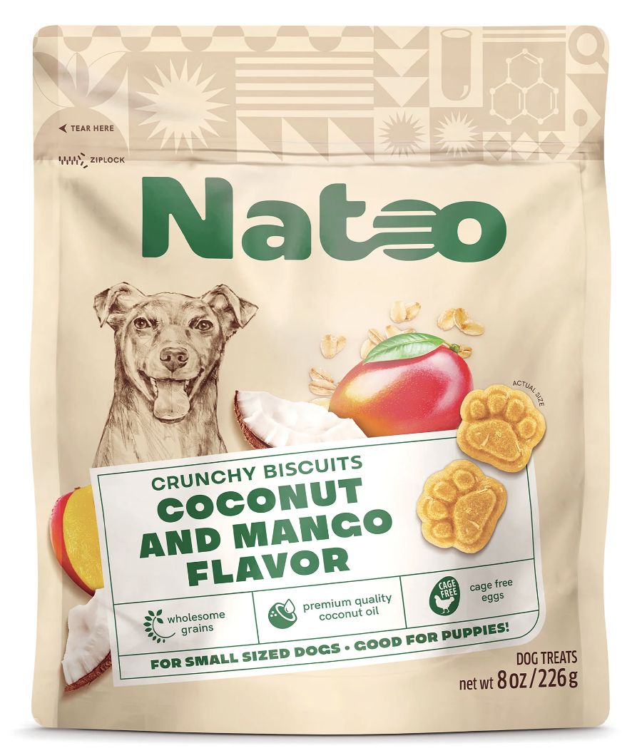 Natoo Crunchy Biscuits Coconut and Mango Flavor - Small bites 8 oz