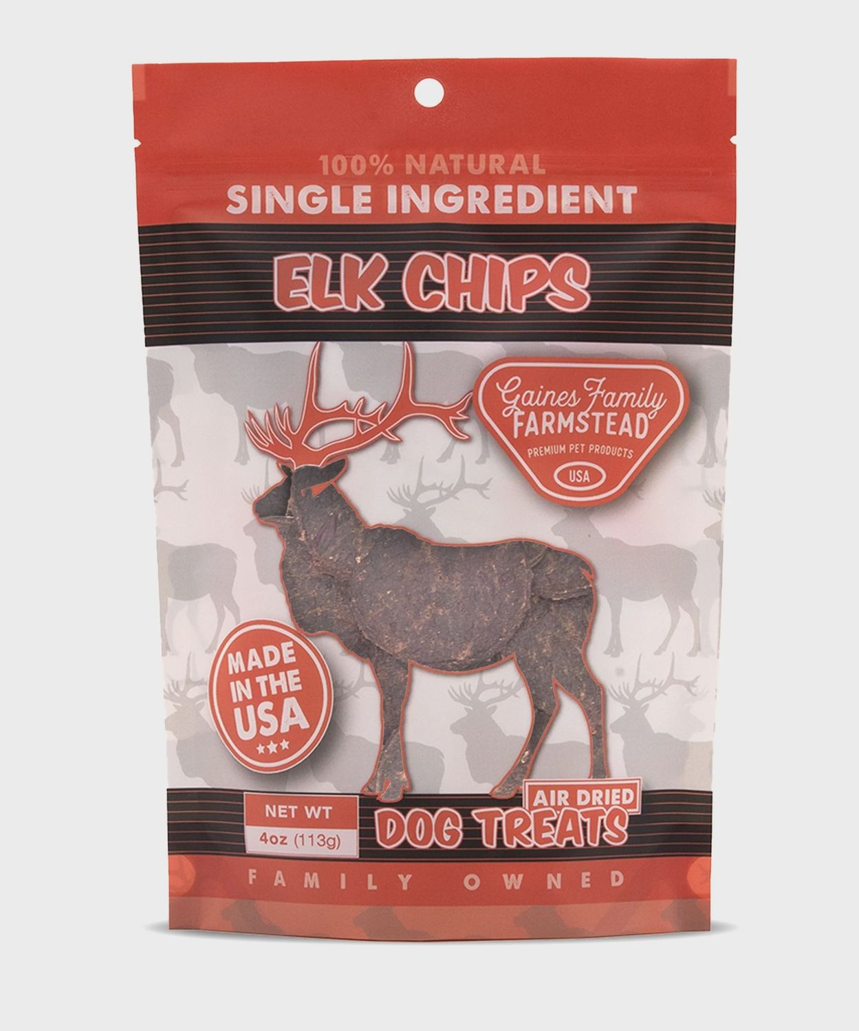 Gaines Family Farmstead Elk Chips Dog Treats 4oz