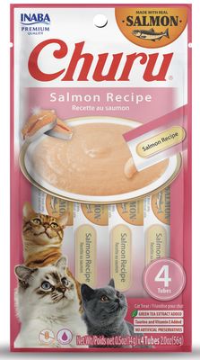 Inaba Salmon Recipe Puree Cat Treat Tubes 4 Pack