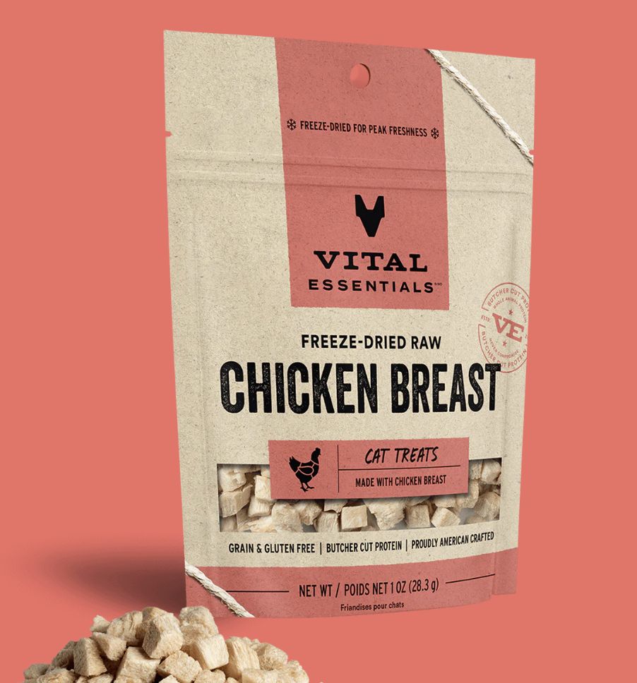 Vital Essentials Freeze-Dried Chicken Breast Treats for Cats and Dogs 1oz