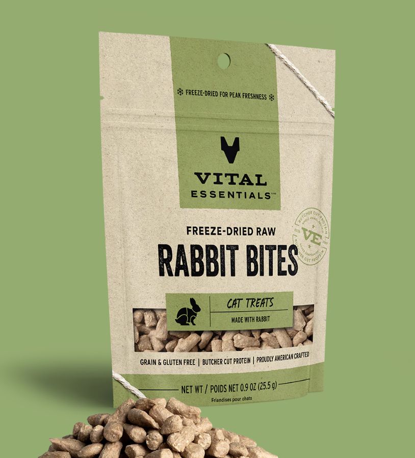 Vital Essentials Freeze-Dried Rabbit Bites Treats for Cats and Dogs 0.9oz