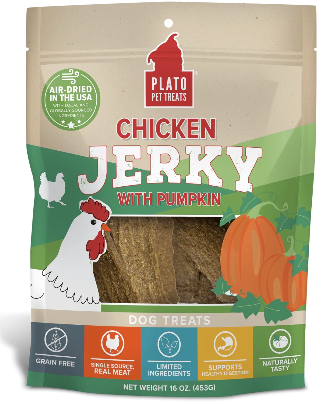 Plato Chicken Jerky with Pumpkin 16 oz