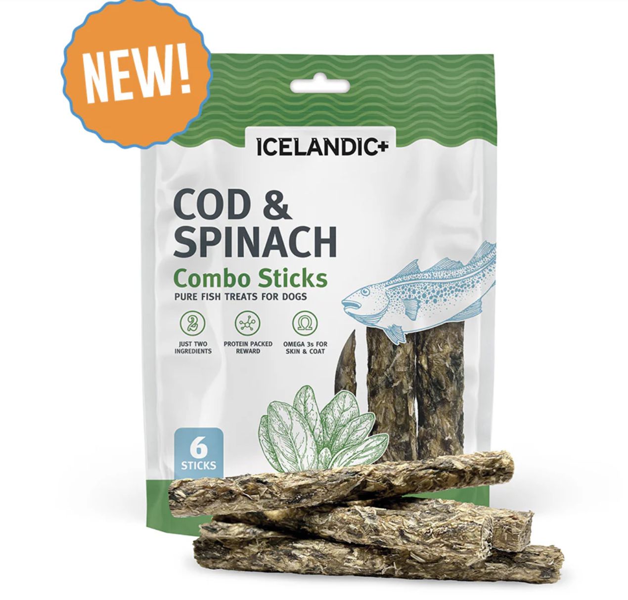 Icelandic+ Cod and Spinach Combo Sticks - 6 ct.